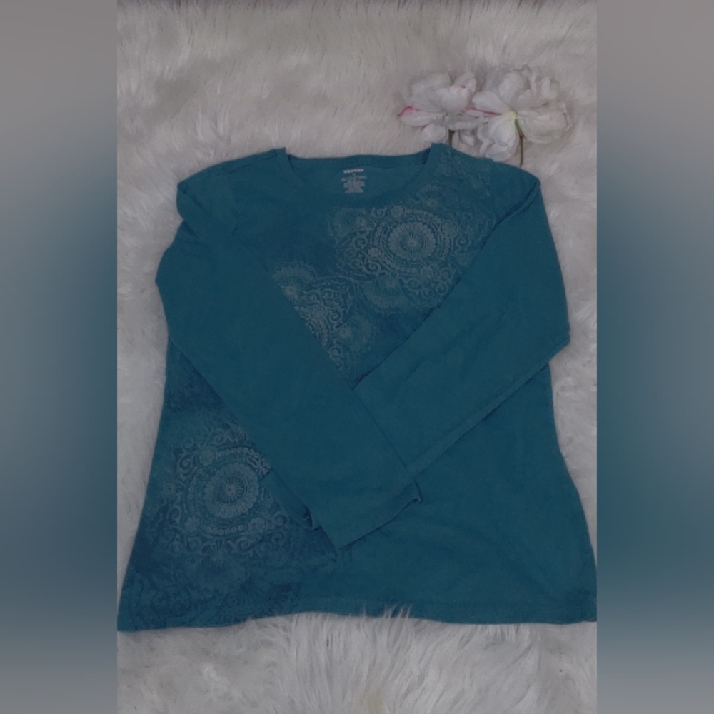 Five Star Teal Long Sleeve Top Size M